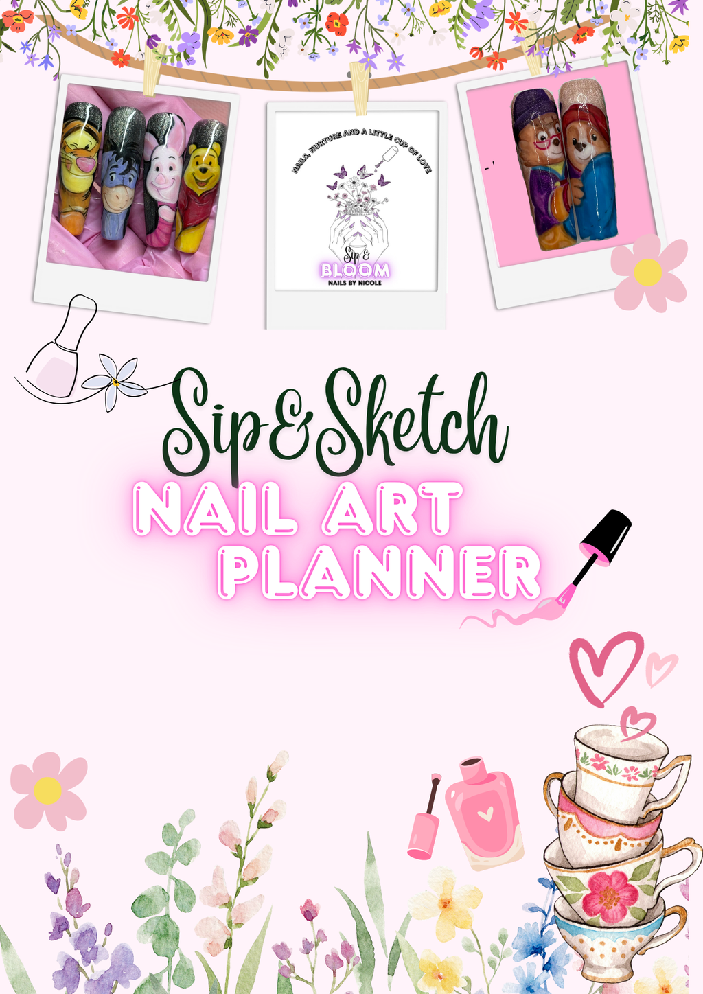 Sip & Sketch Digital Nail nart planner