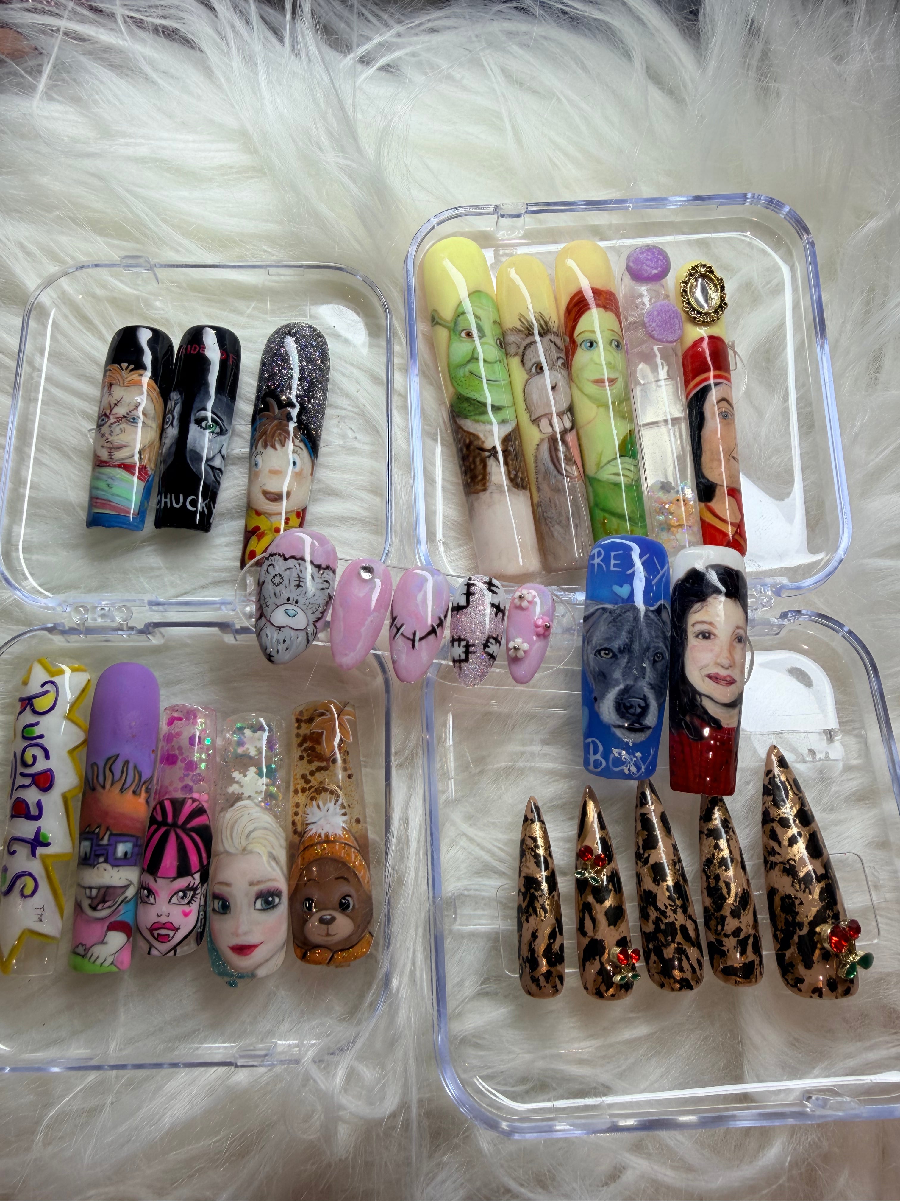 Press on Nails - Hand painted or custom designed