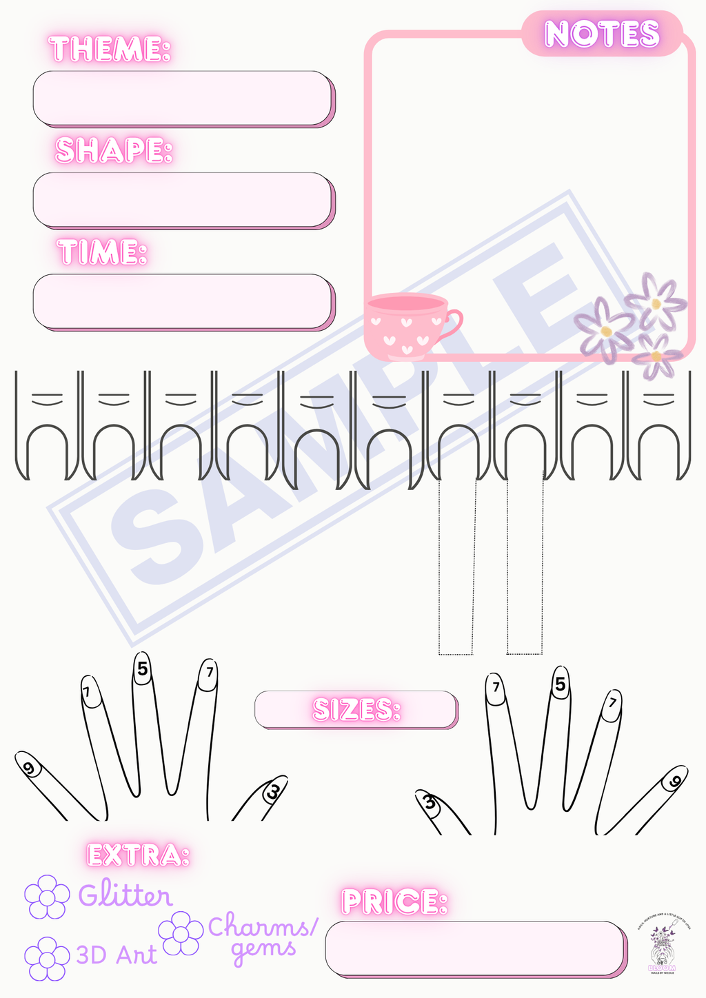 Sip & Sketch Digital Nail nart planner