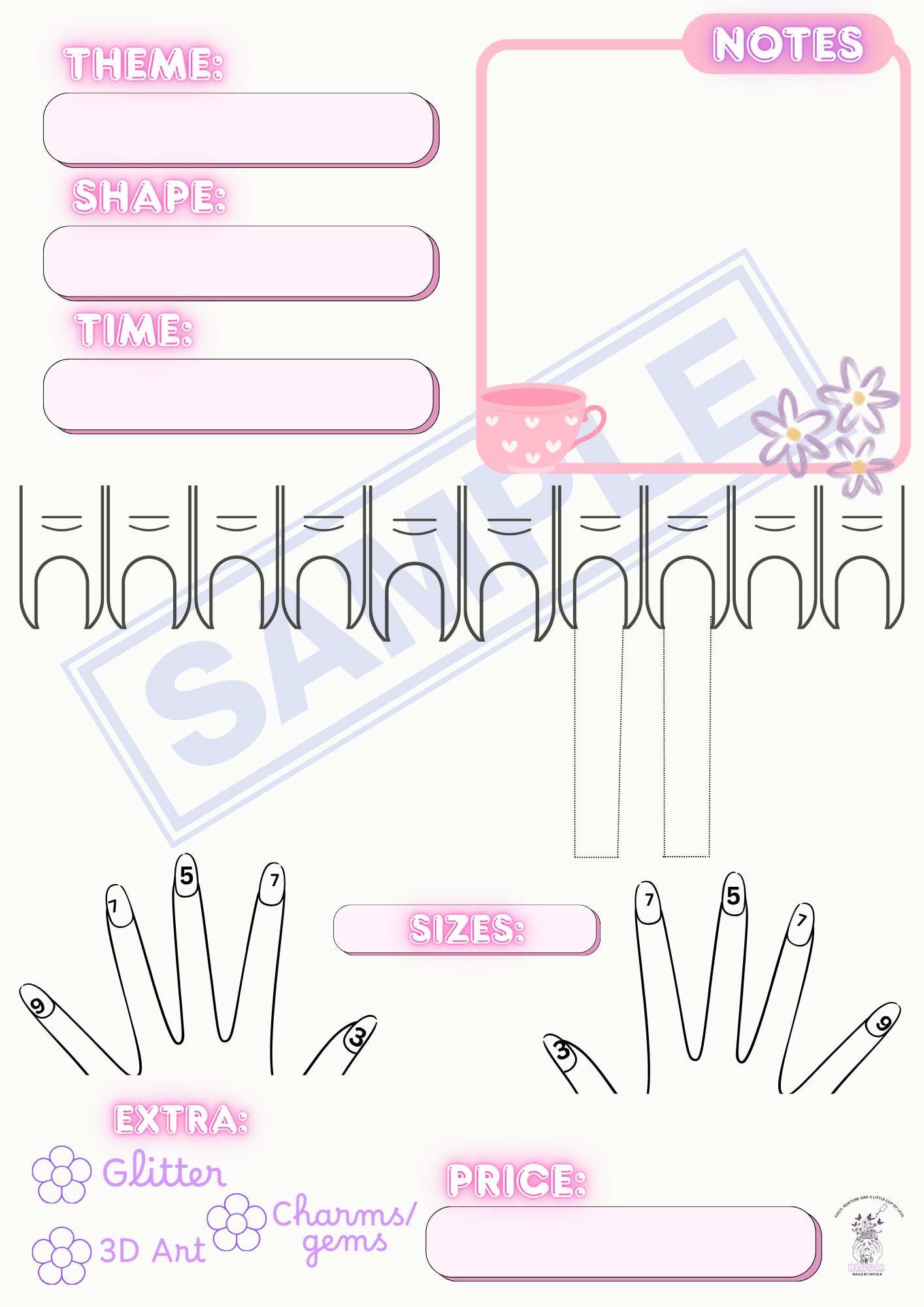Sip & Sketch Digital Nail nart planner